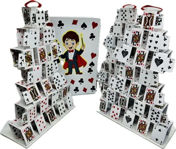 BAG_TO_CARD_CASTLES_MAGIC_TRICK_(SET_OF_3_CASTLES)_/_CARD_CASTLE_MAGIC_BAG_TRICK