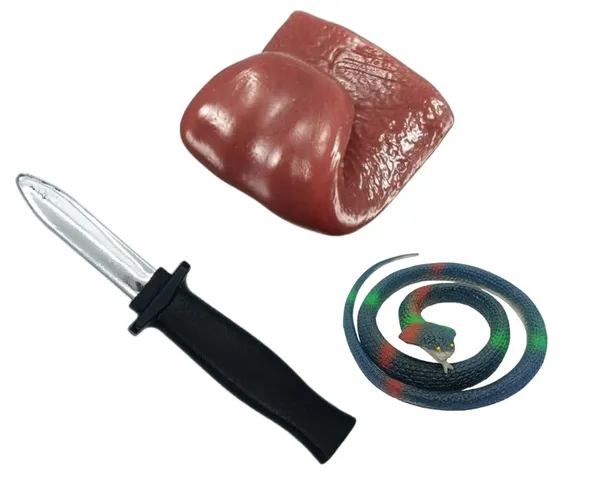 COMBO_SET_PACK_OF_FAKE_TONGUE/_FAKE_KNIFE_/_PRANK_SNAKE_GAG_TOY