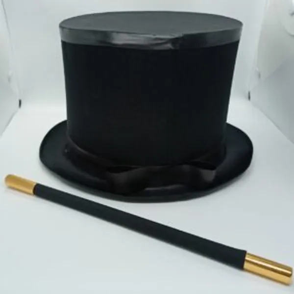 FOLDING_TOP_MAGICIAN_HAT_&_COLOR_CHANGING_WAND_COMBO_/_MAGIC_HAT_&_MAGIC_STICK_SET