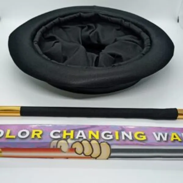 FOLDING_TOP_MAGICIAN_HAT_&_COLOR_CHANGING_WAND_COMBO_/_MAGIC_HAT_&_MAGIC_STICK_SET