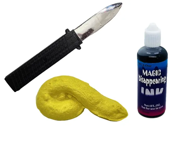 GAG_TOY_SET_/__FAKE_KNIFE_/__FAKE_POOP_/__VANISHING_INK_PRANK_TOYS