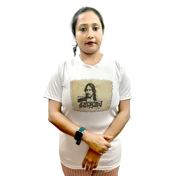 Rabindranath_Printed_Unisex_T-Shirt_|_White_Polyester_Round_Neck