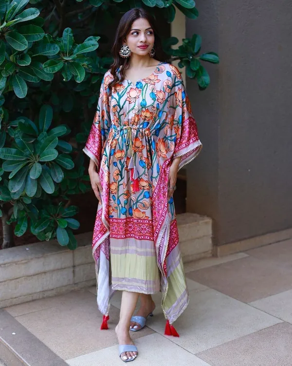 Pink_Satin_Lotus_Digital_Printed_Kaftan_For_Women