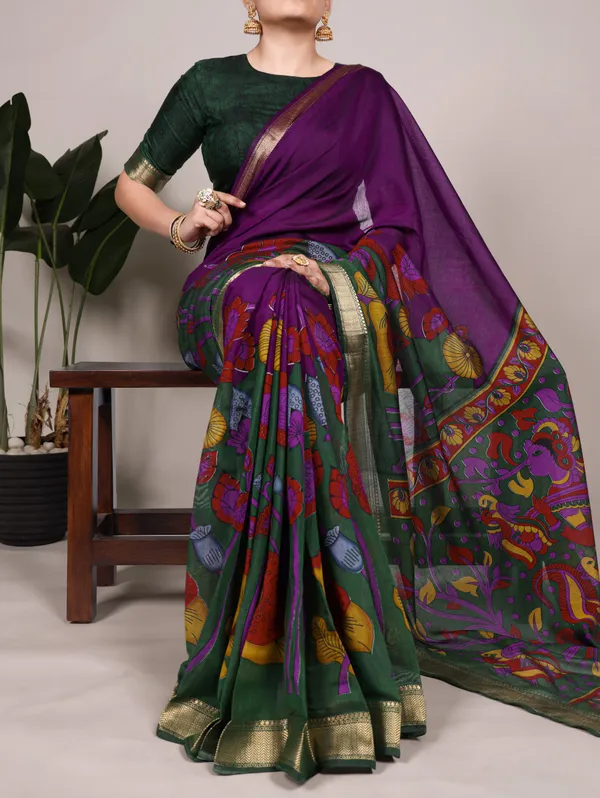 Purple_Dull_Satin_Saree_For_Women_|_Digital_Print_Chanderi_Tradition_Floral_Printed_With_Zari_Weaving_Work