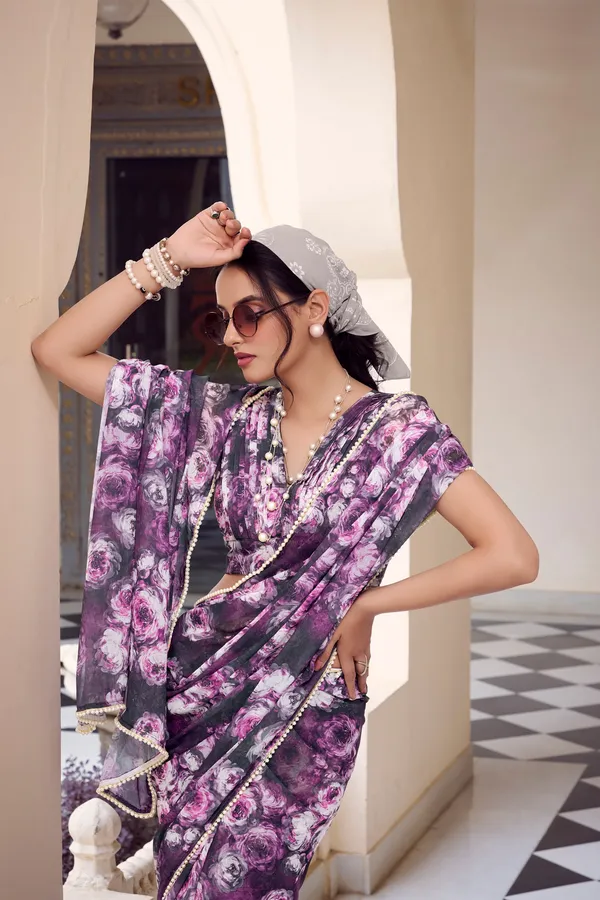 Digital_Print_Weightless_Marbel_Floral_Hot_Purple_Modern_Saree_wtih_Pearl_Lace_Border