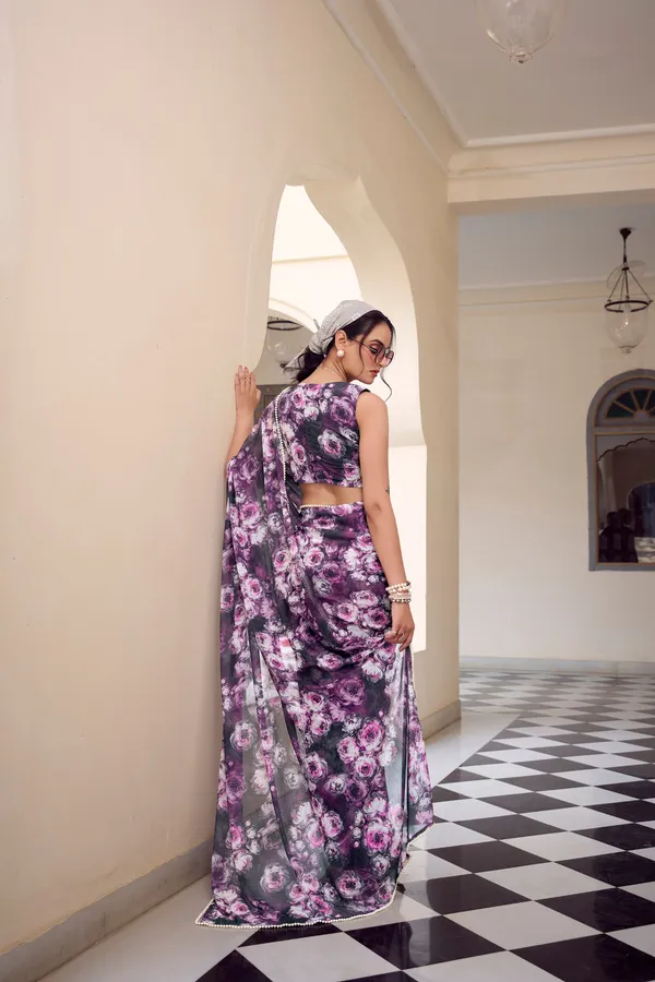 Digital_Print_Weightless_Marbel_Floral_Hot_Purple_Modern_Saree_wtih_Pearl_Lace_Border