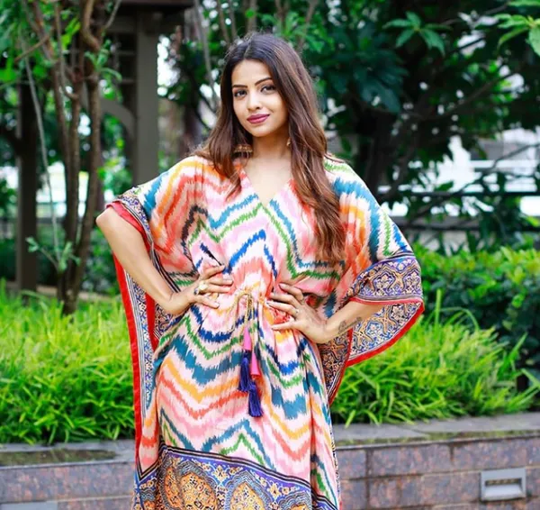 Multicolor_Zigzag_Satin_Digtial_Printed_Kaftan_For_Women