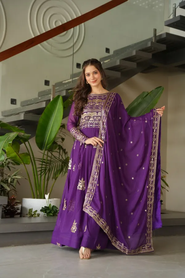 Purple_Color_Chinnon_With_Sequins-Multi_&_Beads_Embroidered_Work_Premium_Designer_Gown