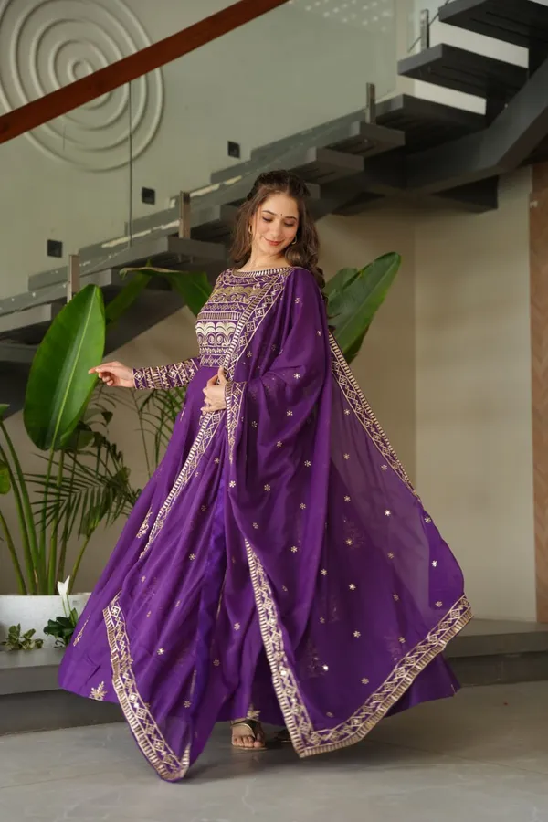 Purple_Color_Chinnon_With_Sequins-Multi_&_Beads_Embroidered_Work_Premium_Designer_Gown