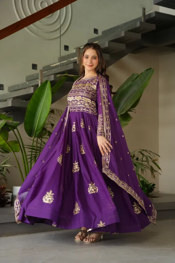 Purple_Color_Chinnon_With_Sequins-Multi_&_Beads_Embroidered_Work_Premium_Designer_Gown