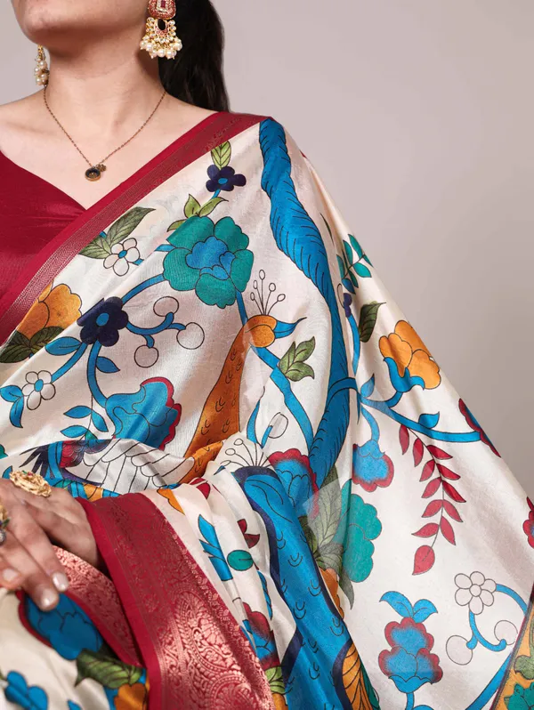 Tussar_Silk_with_Viscose_Border_White_Premium_Saree
