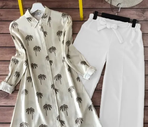 Cream_&_Brown_Rayon_Coconut_Tree_Design_Printed_Kurti_Plazzo_For_Women
