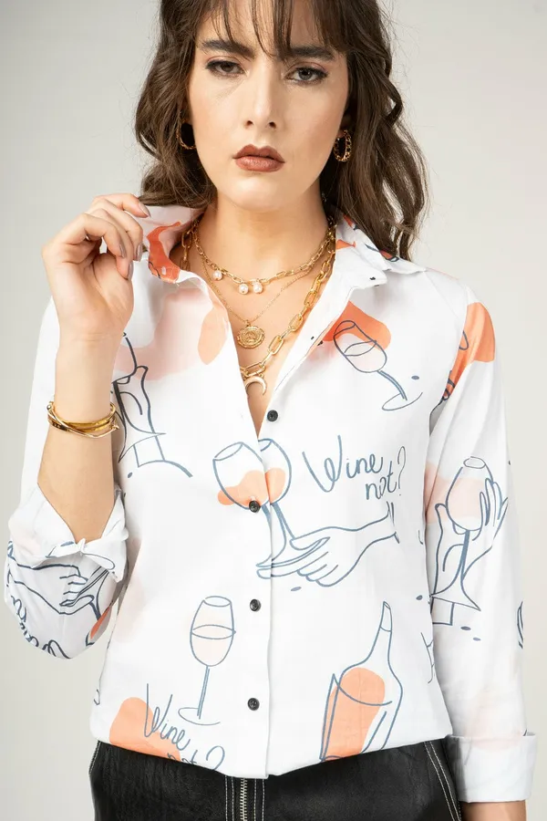 Wine_Rayon_Bottle_Digital_Print_Casual_Wear_Shirt_For_Women