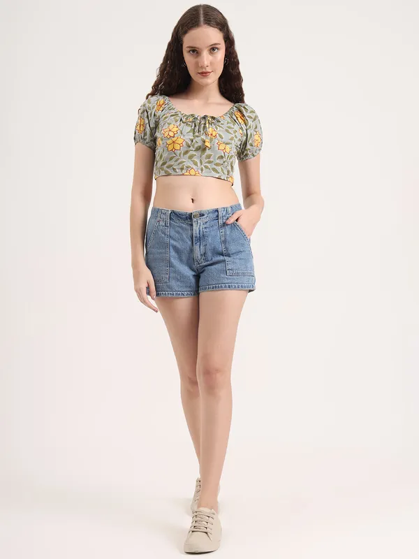 Green_Floral_Sanganeri_Hand_Block_Printed_Crop_Top
