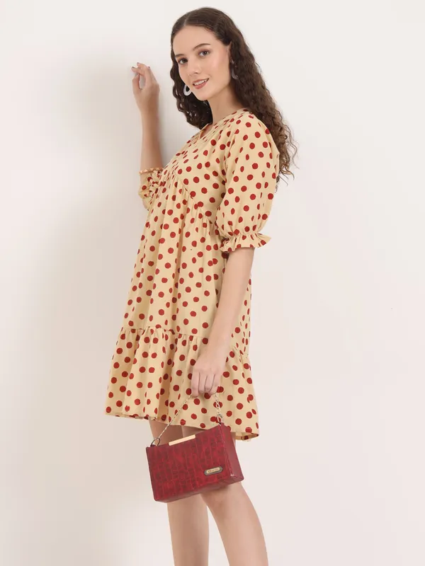 Off-White_Base_Maroon_Polka_Dot_Bagru_Hand_Block_Printed_Midi_Dress