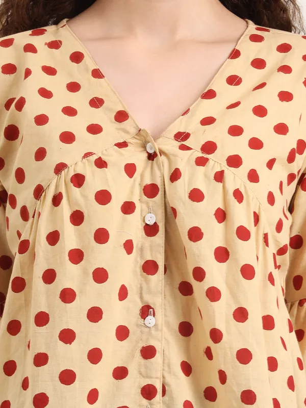 Off-White_Base_Maroon_Polka_Dot_Bagru_Hand_Block_Printed_Tunic