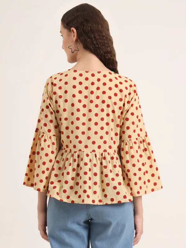 Off-White_Base_Maroon_Polka_Dot_Bagru_Hand_Block_Printed_Tunic