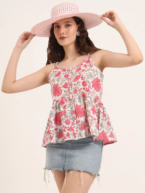Off_White_Base_With_Pink_Floral_Sanganeri_Hand_Block_Printed