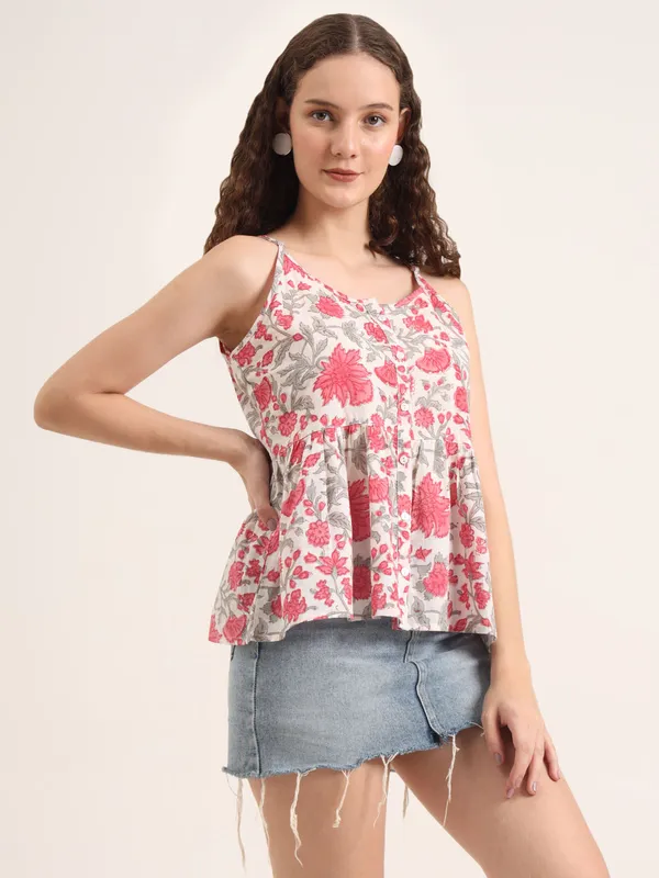Off_White_Base_With_Pink_Floral_Sanganeri_Hand_Block_Printed