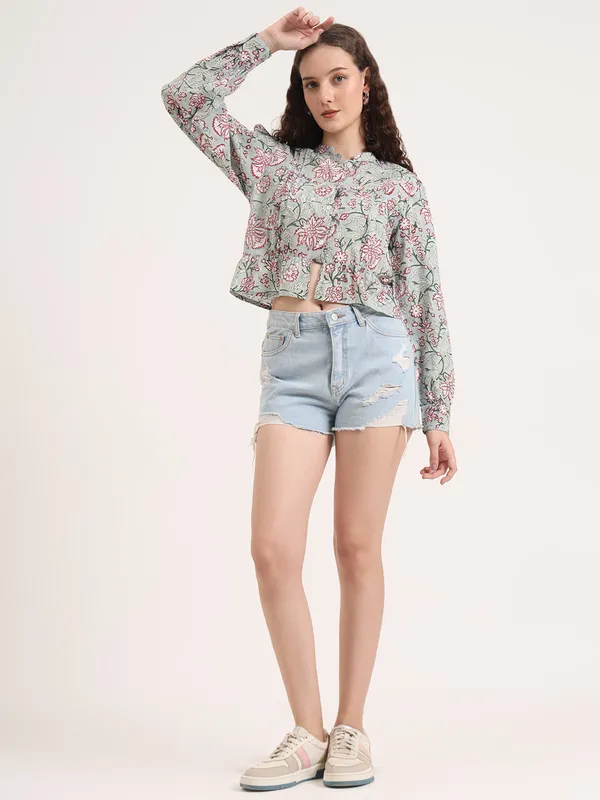 Light_Grey_With_Multi_Floral_Sanganeri_Hand_Block_Printed_Crop_Top