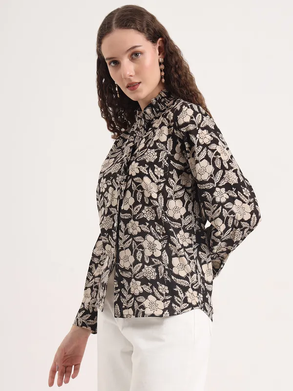 Black_Floral_Bagru_Hand_Block_Printed_Shirt