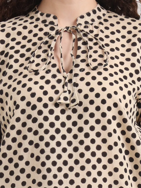 Off_White_Base_With_Black_Polka_Dot_Bagru_Hand_Block_Printed_Tunic
