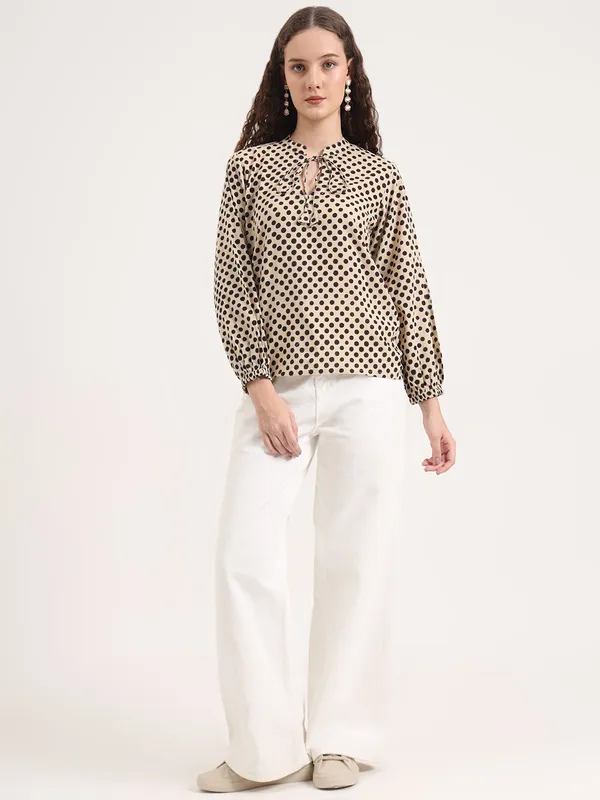 Off_White_Base_With_Black_Polka_Dot_Bagru_Hand_Block_Printed_Tunic