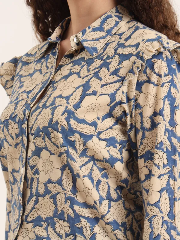 Blue_Floral_Bagru_Hand_Block_Printed_Shirt
