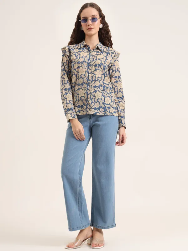 Blue_Floral_Bagru_Hand_Block_Printed_Shirt