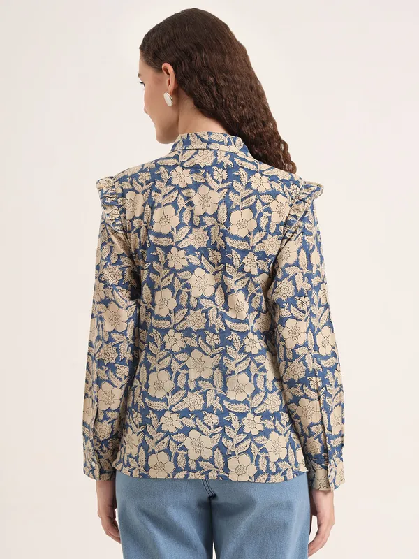 Blue_Floral_Bagru_Hand_Block_Printed_Shirt