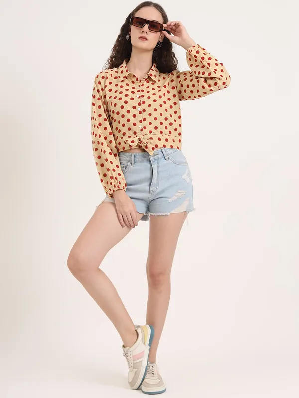 Off-White_Base_Maroon_Polka_Dot_Bagru_Hand_Block_Printed_Crop_Top