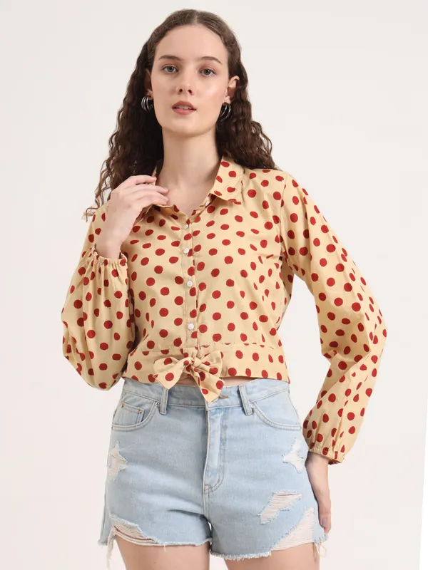 Off-White_Base_Maroon_Polka_Dot_Bagru_Hand_Block_Printed_Crop_Top
