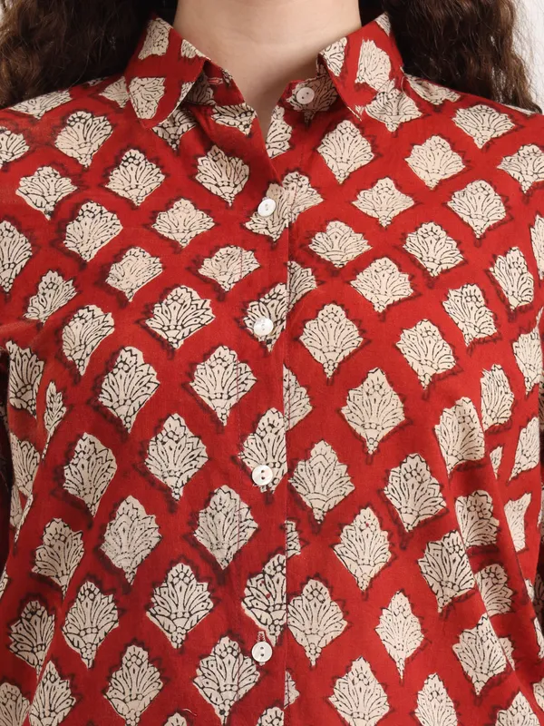 Maroon_Floral_Bagru_Hand_Block_Printed_Shirt