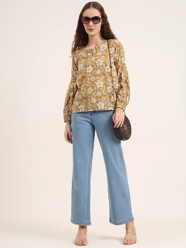 Light_Brown_Floral_Bagru_Hand_Block_Printed_Tunic