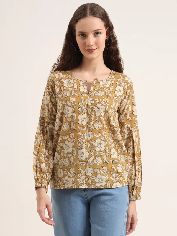 Light_Brown_Floral_Bagru_Hand_Block_Printed_Tunic