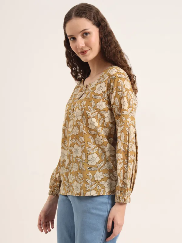 Light_Brown_Floral_Bagru_Hand_Block_Printed_Tunic