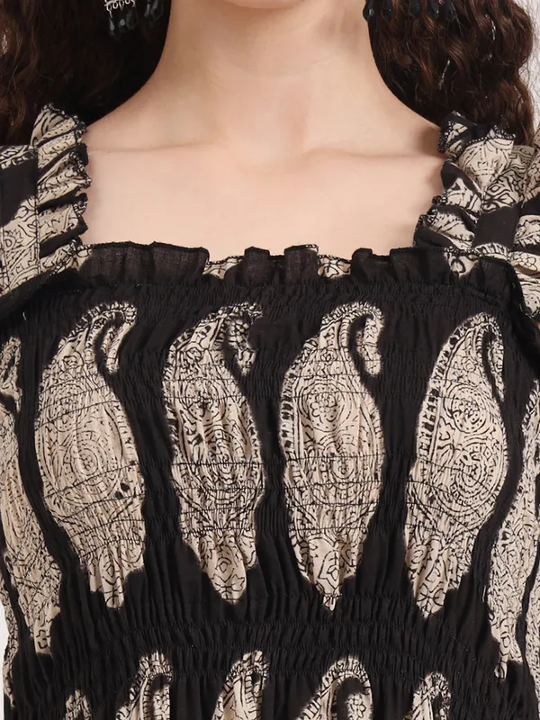 Black_Paisley_Pattern_Bagru_Hand_Block_Printed_Long_Dress