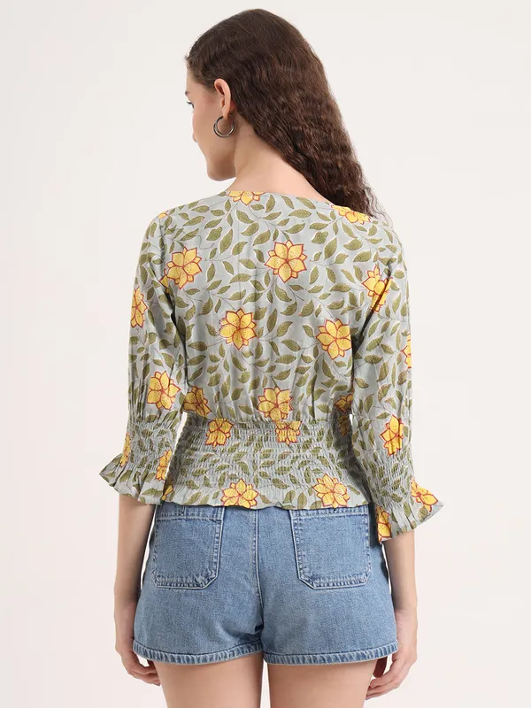 Green_Floral_Sanganeri_Hand_Block_Printed_Crop_Top