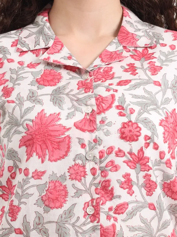 Off_White_Base_With_Pink_Floral_Sanganeri_Hand_Block_Printed_Shirt