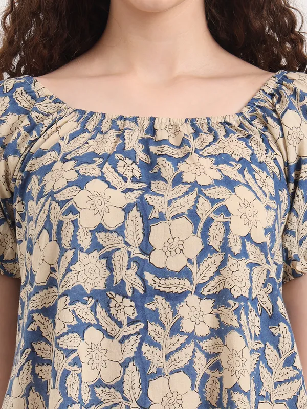 Blue_Floral_Bagru_Hand_Block_Printed_Midi_Dress