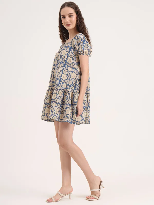 Blue_Floral_Bagru_Hand_Block_Printed_Midi_Dress
