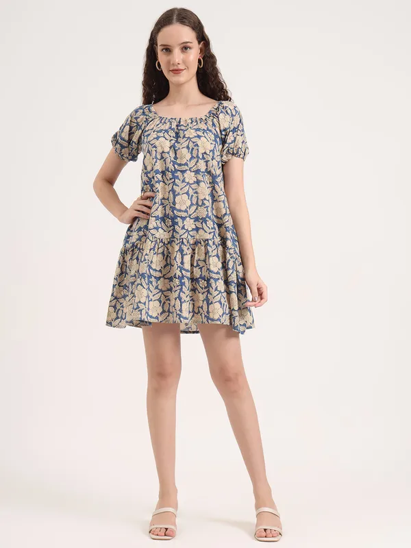 Blue_Floral_Bagru_Hand_Block_Printed_Midi_Dress