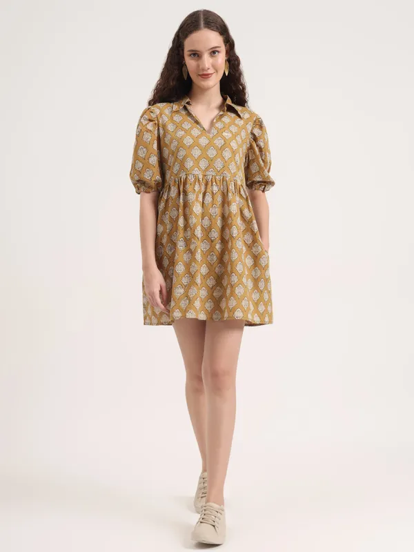 Light_Brown_Floral_Bagru_Hand_Block_Printed_Midi_Dress