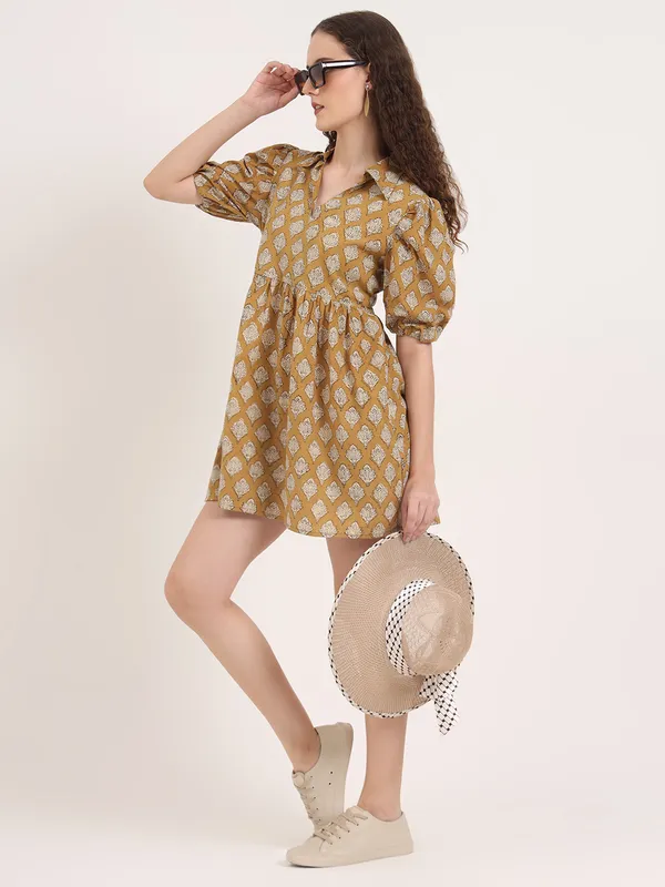 Light_Brown_Floral_Bagru_Hand_Block_Printed_Midi_Dress