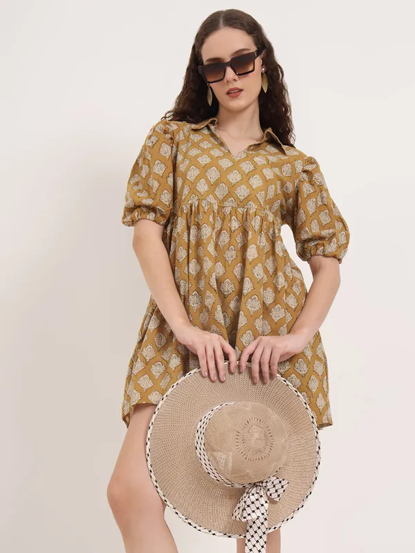 Light_Brown_Floral_Bagru_Hand_Block_Printed_Midi_Dress