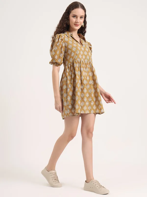 Light_Brown_Floral_Bagru_Hand_Block_Printed_Midi_Dress