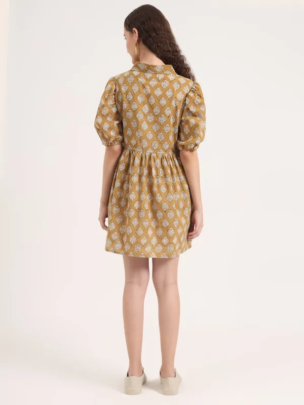 Light_Brown_Floral_Bagru_Hand_Block_Printed_Midi_Dress
