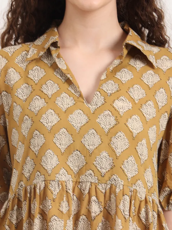 Light_Brown_Floral_Bagru_Hand_Block_Printed_Midi_Dress