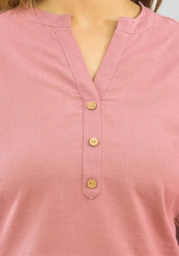 Pink_Cotton_Flax_Premium_&_Elegant_Top_&_Shorts_For_Women