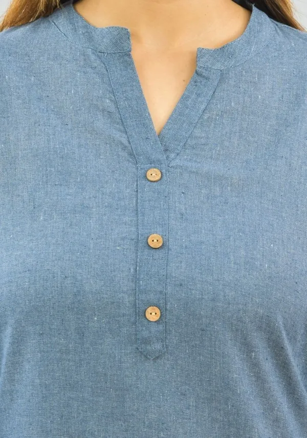 Denim_Cotton_Flax_Premium_&_Elegant_Top_&_Shorts_For_Women